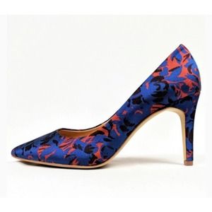 J. Crew Isabelle Jacquard Floral Red Blue Pump 9.5